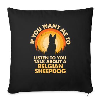 Parlez de chiens Berger belge - Housse de coussin décorative 45 x 45 cm - noir - Devant