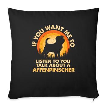 Parlez des chiens Affenpinscher - Housse de coussin décorative 45 x 45 cm - noir - Devant