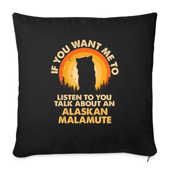 Parlez de chiens Alaskan Malamute - Housse de coussin décorative 45 x 45 cm - noir - Devant