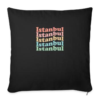 Vintage 70s Hippie Turkey City - Retro Istanbul - Sofa pillowcase 17,3'' x 17,3'' (45 x 45 cm) - black - Front
