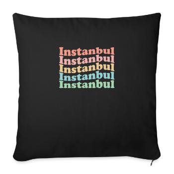 Vintage 70s Hippie Turkey City - Retro Istanbul - Sofa pillowcase 17,3'' x 17,3'' (45 x 45 cm) - black - Front