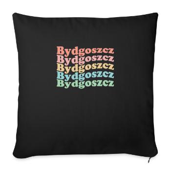 Ville de Pologne hippie vintage des années 70 - rétro Bydgoszcz - Housse de coussin décorative 45 x 45 cm - noir - Devant