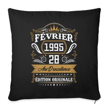 Février 1995 28 Ans Rétro Cadeau D'anniversaire - Housse de coussin décorative 45 x 45 cm - noir - Devant