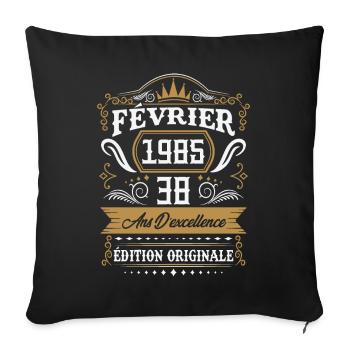 Février 1985 38 Ans Rétro Cadeau D'anniversaire - Housse de coussin décorative 45 x 45 cm - noir - Devant