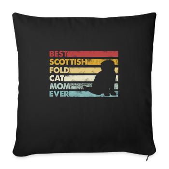 Meilleure mère de tous les temps - Scottish Fold Cat - Housse de coussin décorative 45 x 45 cm - noir - Devant