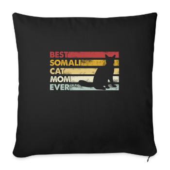 Meilleure mère de tous les temps - Chat somalien - Housse de coussin décorative 45 x 45 cm - noir - Devant