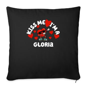 Kiss Me - Saint-Valentin Nom Dabbing Heart Gloria - Housse de coussin décorative 45 x 45 cm - noir - Devant
