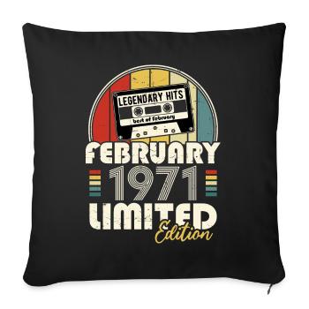 February 1971 Vintage Anniversary Retro Gift - Sofa pillowcase 17,3'' x 17,3'' (45 x 45 cm) - black - Front