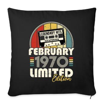 Février 1970 Vintage Anniversaire Rétro Cadeau - Housse de coussin décorative 45 x 45 cm - noir - Devant