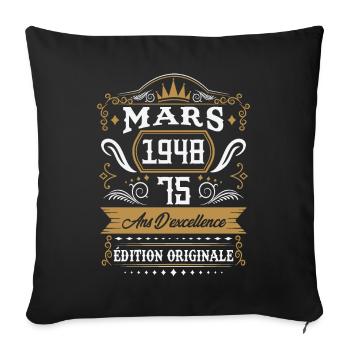 Mars 1948 75 Ans Rétro Cadeau D'anniversaire - Housse de coussin décorative 45 x 45 cm - noir - Devant