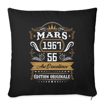 Mars 1967 56 Ans Rétro Cadeau D'anniversaire - Housse de coussin décorative 45 x 45 cm - noir - Devant