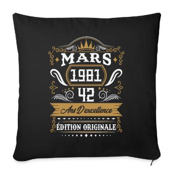 Mars 1981 42 Ans Rétro Cadeau D'anniversaire - Housse de coussin décorative 45 x 45 cm - noir - Devant