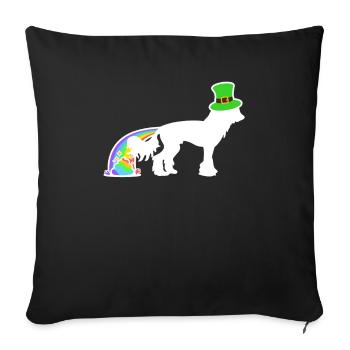 St. Patrick's Dog - Chinese Crested - Sofa pillowcase 17,3'' x 17,3'' (45 x 45 cm) - black - Front