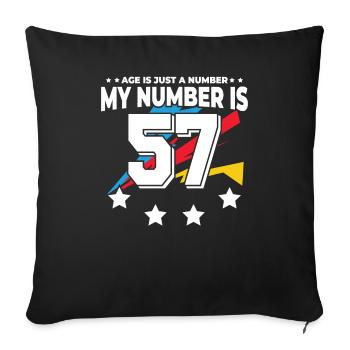 L’âge n’est qu’un chiffre - 57e anniversaire - Housse de coussin décorative 45 x 45 cm - noir - Devant