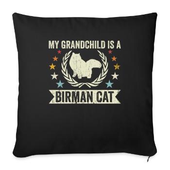 My grandchild is a Birman cat - Sofa pillowcase 17,3'' x 17,3'' (45 x 45 cm) - black - Front