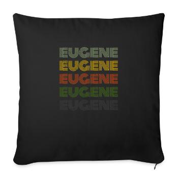 70s Retro Nom Vintage Personnalisé Eugene - Housse de coussin décorative 45 x 45 cm - noir - Devant