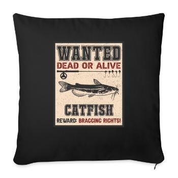 Poisson recherché - pêche au poisson-chat - Housse de coussin décorative 45 x 45 cm - noir - Devant
