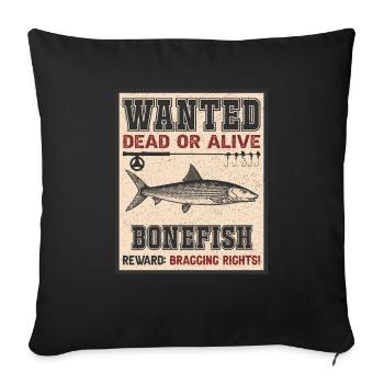 Poisson recherché – pêche au poisson osseux - Housse de coussin décorative 45 x 45 cm - noir - Devant