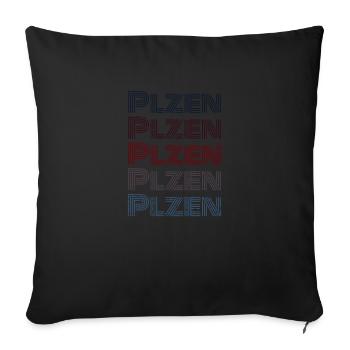 Vintage Czech Republic City - Retro Plzen - Housse de coussin décorative 45 x 45 cm - noir - Devant