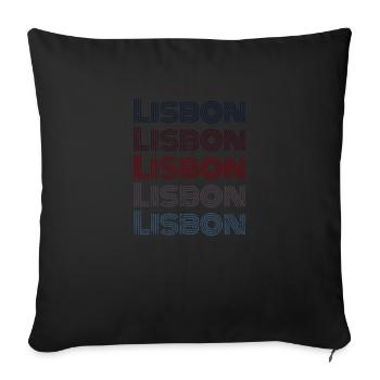 Vintage Portugal Stadt - Retro Lisbon - Sofakissenbezug 45 x 45 cm - Schwarz - Vorne