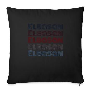 Vintage Albania Town - Retro Elbasan - Housse de coussin décorative 45 x 45 cm - noir - Devant