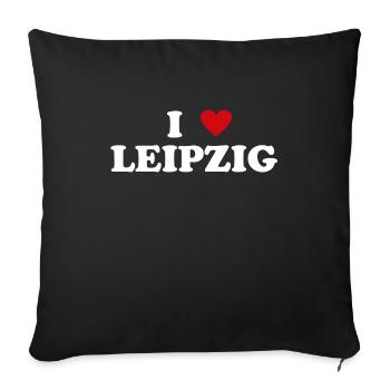 Cœur de la ville d’Allemagne - J’aime Leipzig - Housse de coussin décorative 45 x 45 cm - noir - Devant