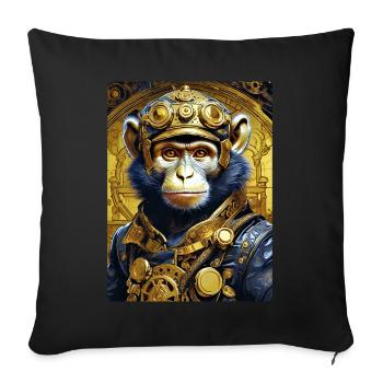 Singe Steampunk 1.4 - Housse de coussin décorative 45 x 45 cm - noir - Devant