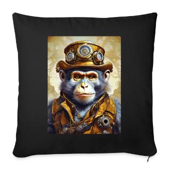 Singe Steampunk 1.13 - Housse de coussin décorative 45 x 45 cm - noir - Devant