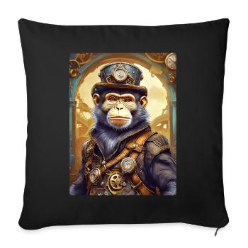 Singe Steampunk 1.1 - Housse de coussin décorative 45 x 45 cm - noir - Devant