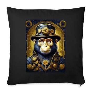 Singe Steampunk 1.9 - Housse de coussin décorative 45 x 45 cm - noir - Devant