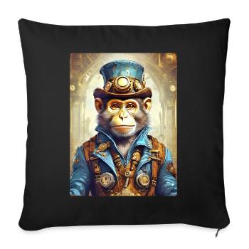Singe Steampunk 1.11 - Housse de coussin décorative 45 x 45 cm - noir - Devant