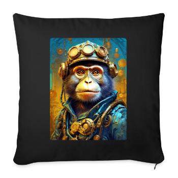 Singe Steampunk 1.15 - Housse de coussin décorative 45 x 45 cm - noir - Devant