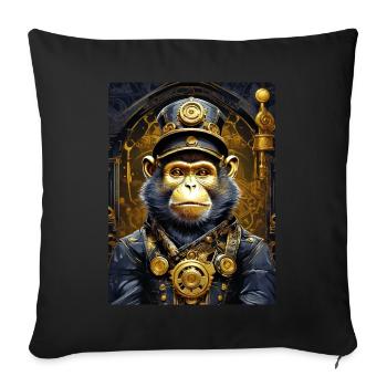 Singe Steampunk 1.18 - Housse de coussin décorative 45 x 45 cm - noir - Devant