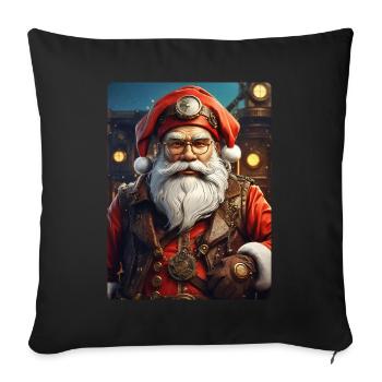 Père Noël steampunk 1.9 - Housse de coussin décorative 45 x 45 cm - noir - Devant