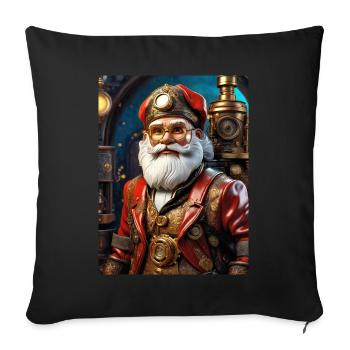 Père Noël steampunk 1.10 - Housse de coussin décorative 45 x 45 cm - noir - Devant