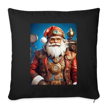 Père Noël steampunk 1.1 - Housse de coussin décorative 45 x 45 cm - noir - Devant