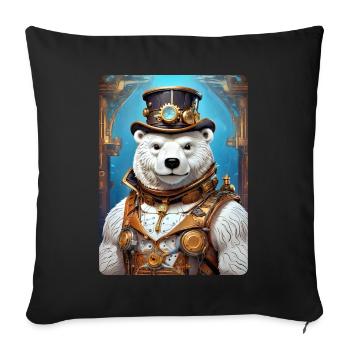 Ours de glace steampunk 1.4 - Housse de coussin décorative 45 x 45 cm - noir - Devant
