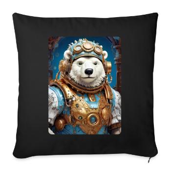 Ours de glace steampunk 1.6 - Housse de coussin décorative 45 x 45 cm - noir - Devant