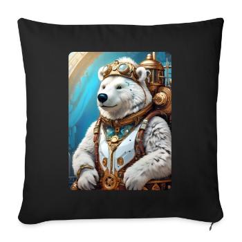 Ours de glace steampunk 1.9 - Housse de coussin décorative 45 x 45 cm - noir - Devant