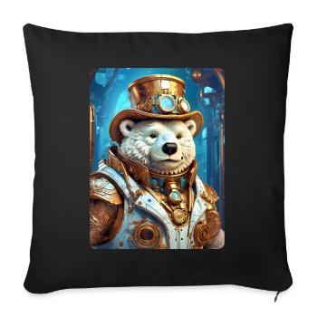 Steampunk Eisbear 1.17 - Sofakissenbezug 45 x 45 cm - Schwarz - Vorne