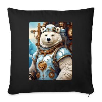 Ours de glace steampunk 1.18 - Housse de coussin décorative 45 x 45 cm - noir - Devant