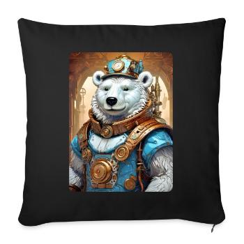 Steampunk Eisbear 1.20 - Sofakissenbezug 45 x 45 cm - Schwarz - Vorne