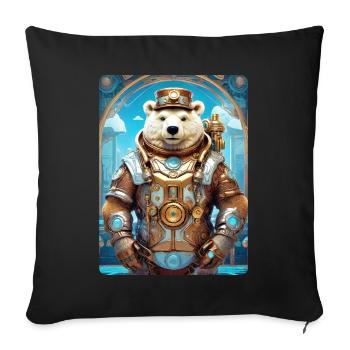 Ours de glace steampunk 1.16 - Housse de coussin décorative 45 x 45 cm - noir - Devant