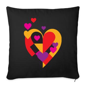 Buntes Herz - Sofakissenbezug 45 x 45 cm - Schwarz - Vorne
