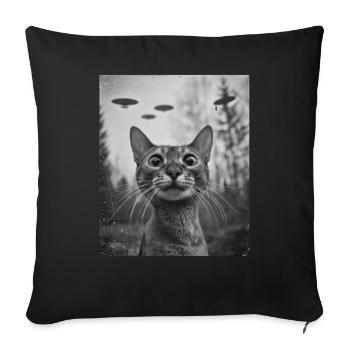 Cat - Alien Selfie Abyssinian UFO - Sofa pillowcase 17,3'' x 17,3'' (45 x 45 cm) - black - Front