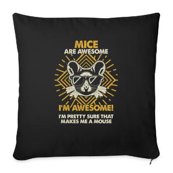 Mice Are Great - Mama Dad - Sofa pillowcase 17,3'' x 17,3'' (45 x 45 cm) - black - Front