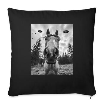 Horse - Alien American Quarter UFO - Sofa pillowcase 17,3'' x 17,3'' (45 x 45 cm) - black - Front