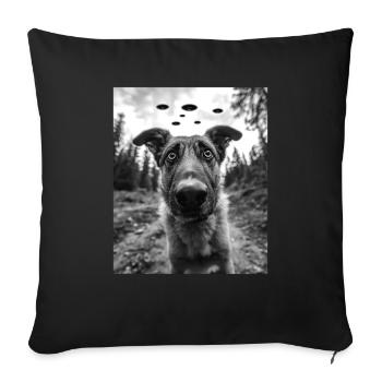 Chien - Berger d’Anatolie extraterrestre OVNI - Housse de coussin décorative 45 x 45 cm - noir - Devant