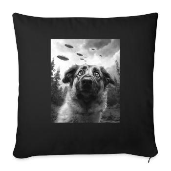 Chien - Berger d’Anatolie extraterrestre OVNI - Housse de coussin décorative 45 x 45 cm - noir - Devant