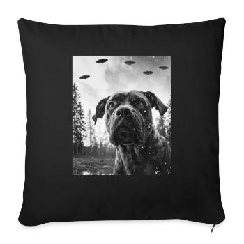 Dog - Alien Selfie Boerboel UFO - Sofa pillowcase 17,3'' x 17,3'' (45 x 45 cm) - black - Front